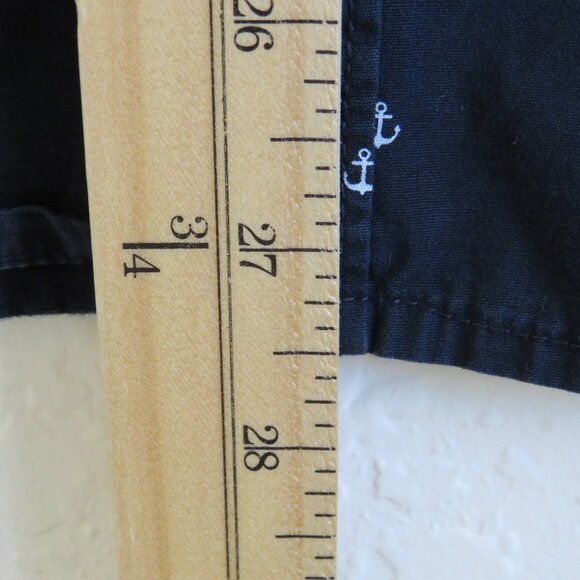 Cactus Man* Men's Short Sleeve Button Down Curved Hem Anchor Print Shirt~ Medium - Picture 7 of 10